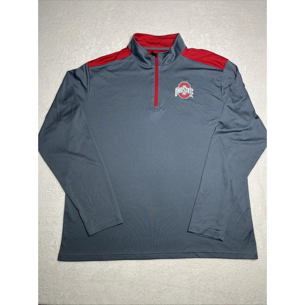 Ohio State Buckeyes 1/4 Zip Men's XL Pullover By Scarlett & Gray EUC Football